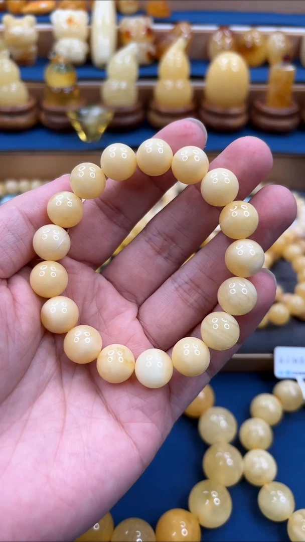 手串蜜蜡未镶嵌p56俄白花同料蜜蜡手串 12mm 16.96克