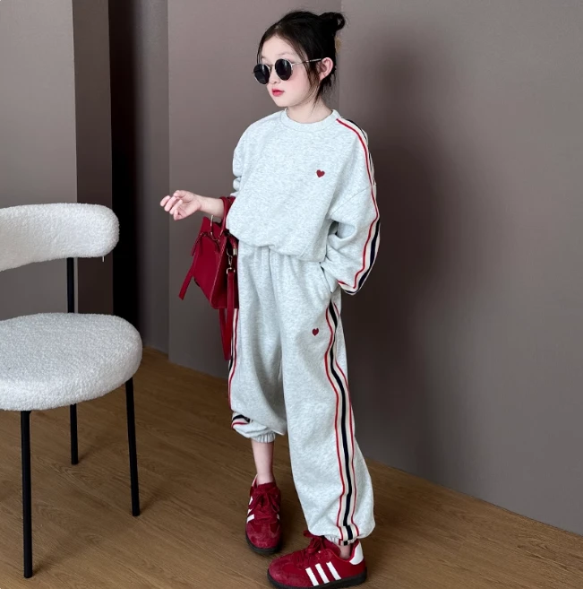 女童休闲运动套装2025新款春装女大童洋气时髦春季洋气卫衣两件套