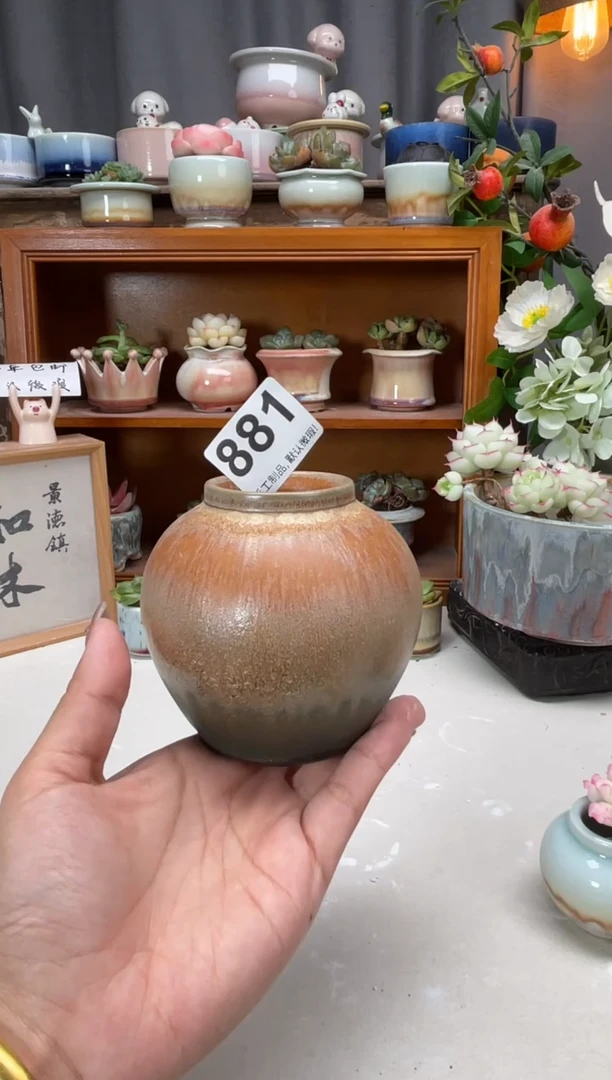 瓷片881知木小芳花盆无孔