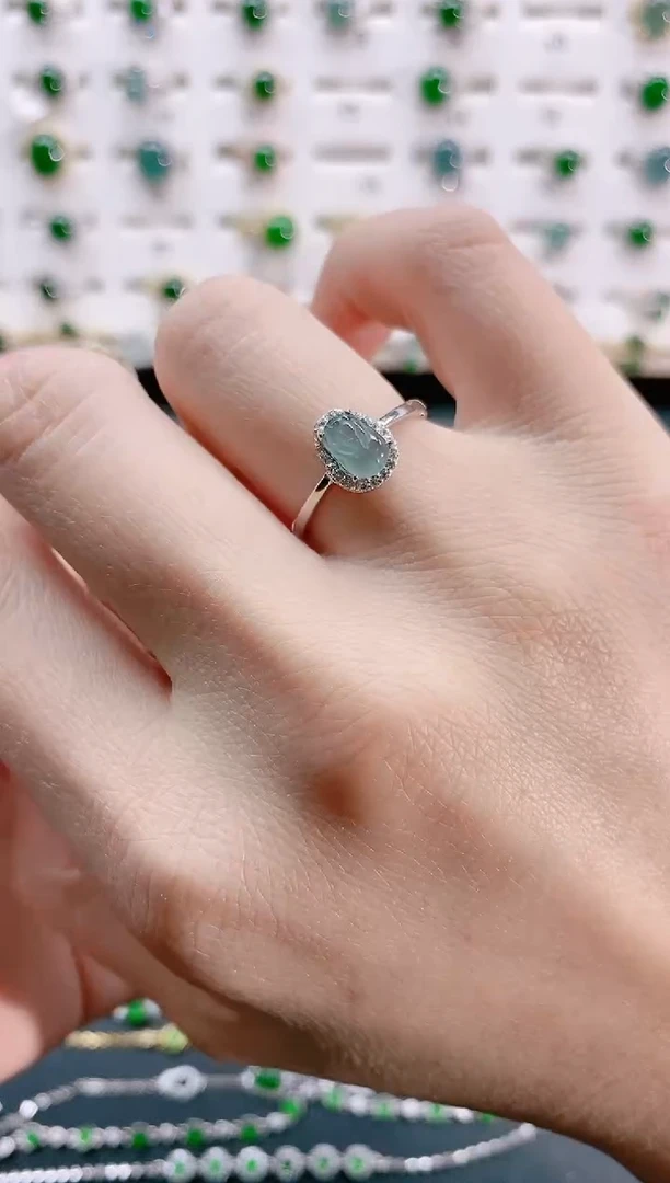 【闪购商品】翡翠戒指银S925镶嵌天然翡翠