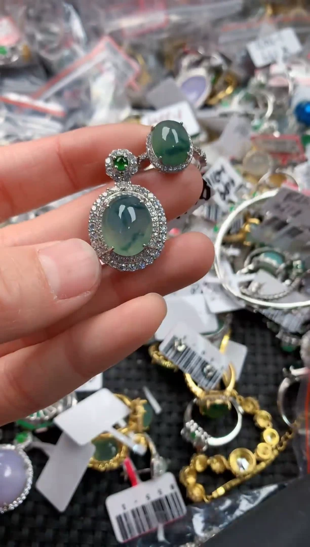 银S925镶嵌戒指翡翠111-----8