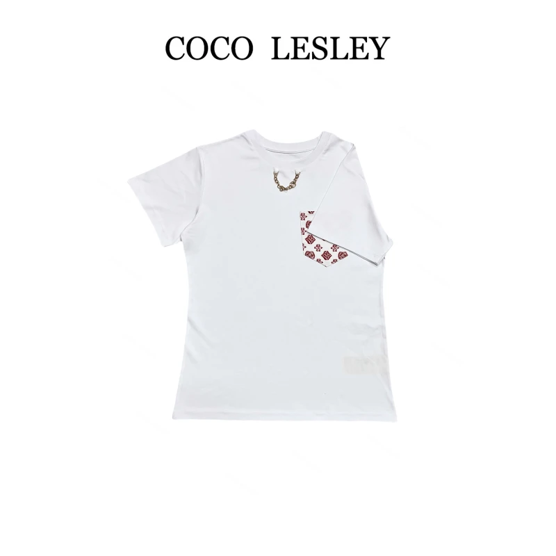 COCO LESLEY 时尚夏季百搭圆领短袖T恤7702