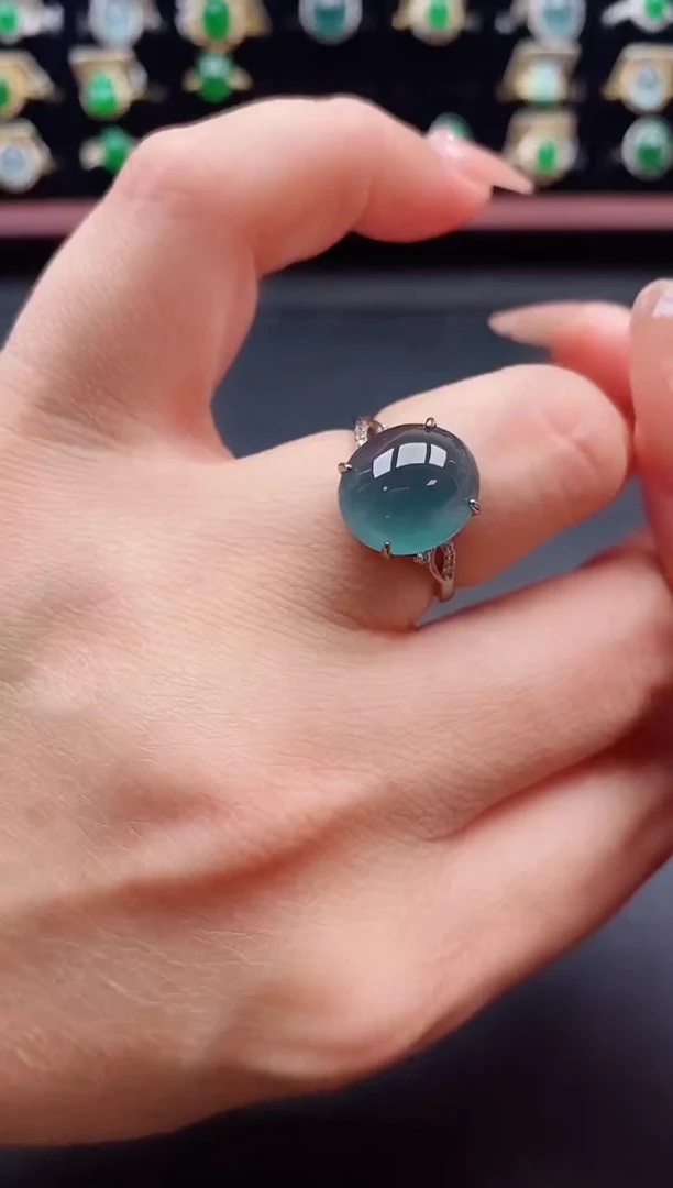 银S925镶嵌戒指翡翠1