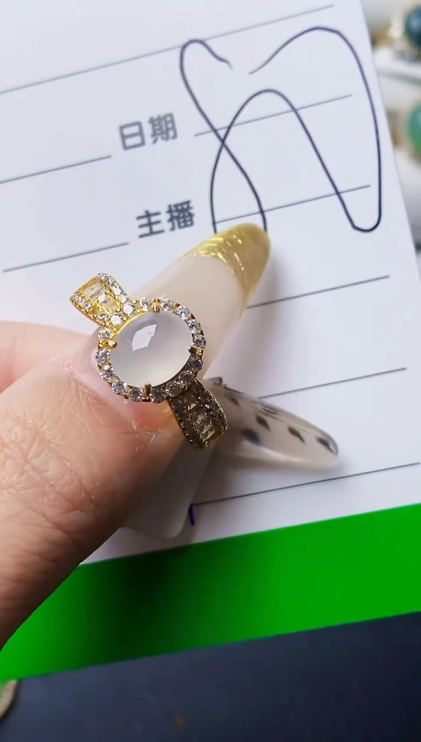 银S925镶嵌戒指翡翠3071