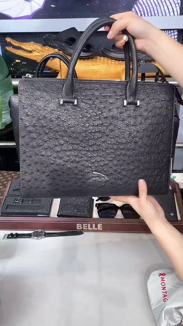 鸵鸟皮（革）韩爵绅士包包皮具183