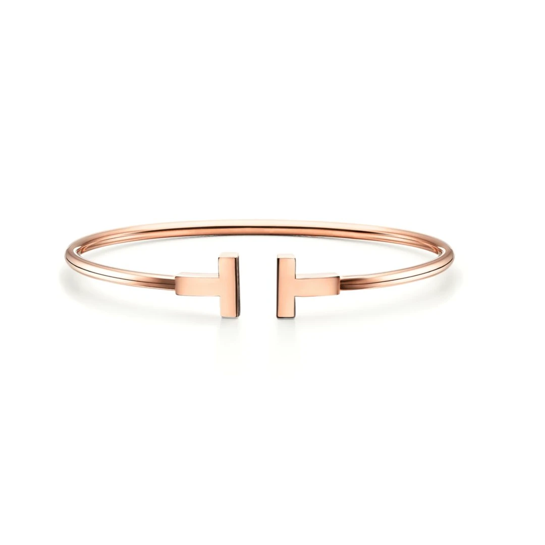 99新 Tiffany & Co./蒂芙尼  蒂芙尼18k玫瑰金双T手镯