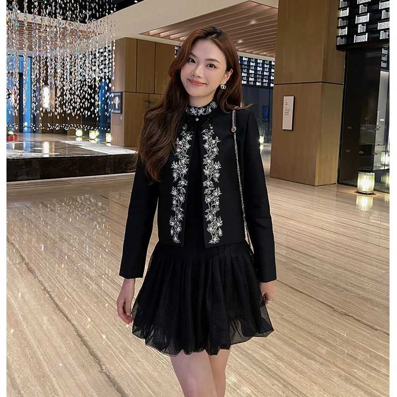 【琳媚】重工刺绣百搭立领钉珠新中式国风显瘦外套女