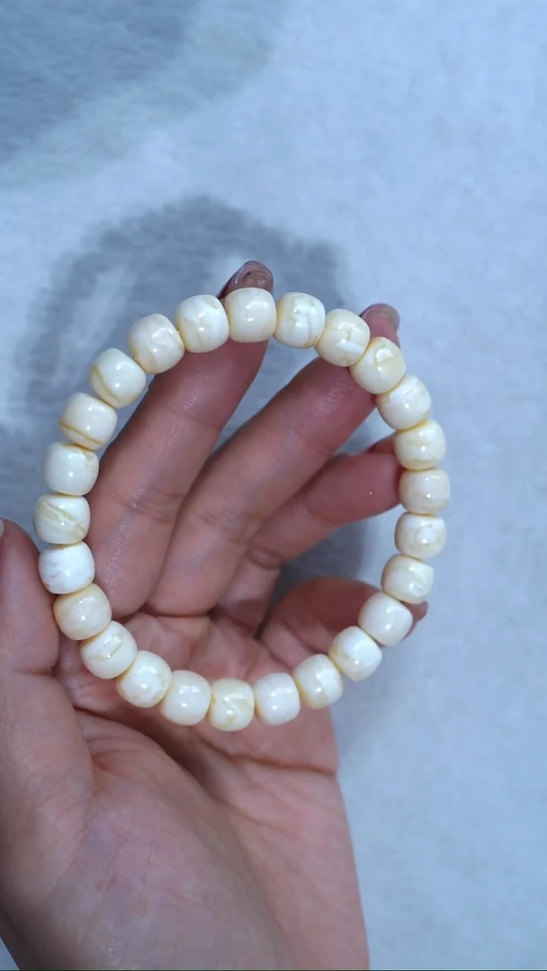 手链蜜蜡未镶嵌典藏级9mm满瓷白浓蜡虎皮纹妖花