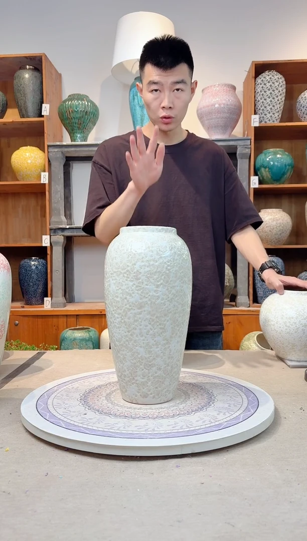 瓶陶瓷花瓶  茶白 大号  正品
