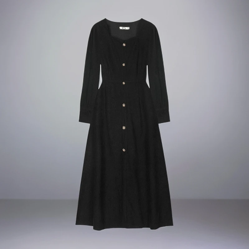 青倾家【狙击温柔】胖MM过膝赫本风显瘦气质复古a字连衣裙