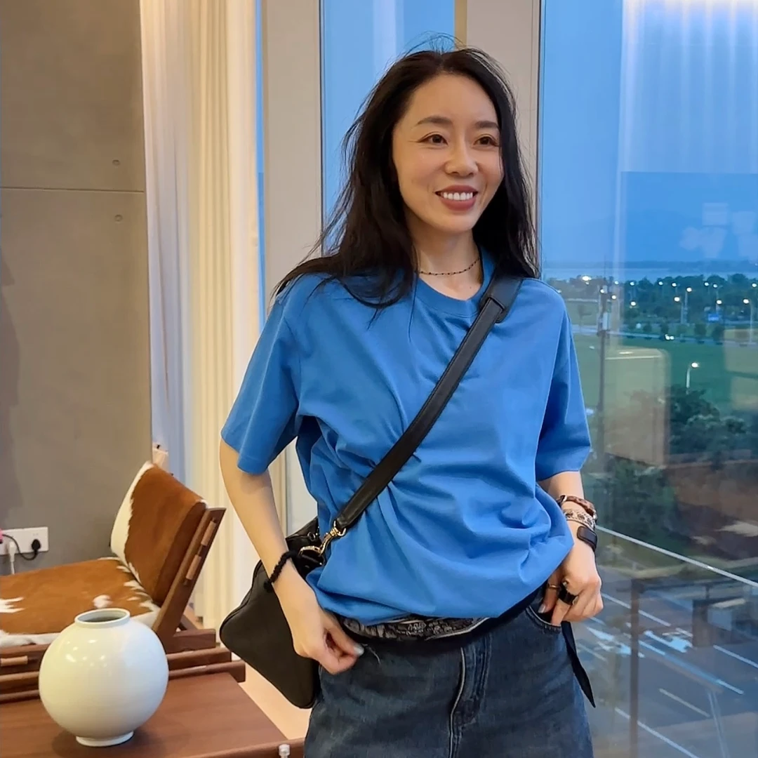 Action Studios 【彩虹】大大100%优质棉薄款纯色圆领落肩T恤SS7891