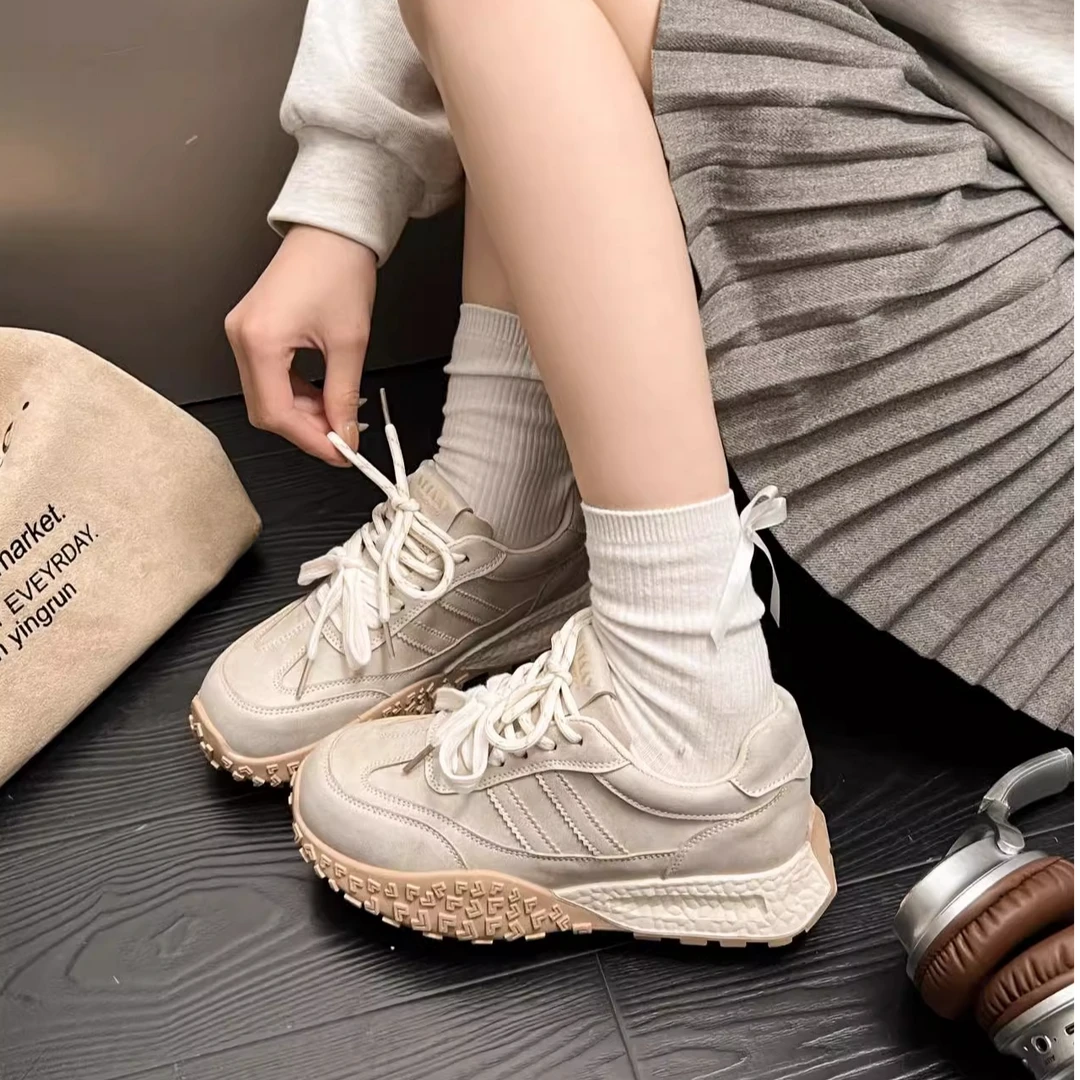 【琉璃R】2025新款女厚底休闲运动鞋女时尚百搭拼色阿甘鞋