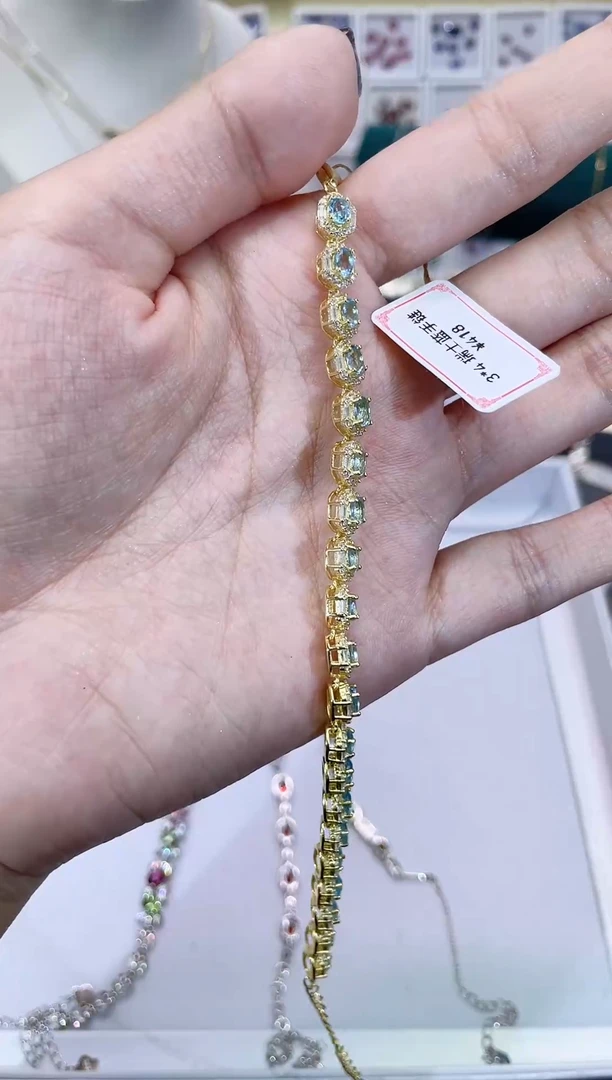 银S925镶嵌手链托帕石天然宝石