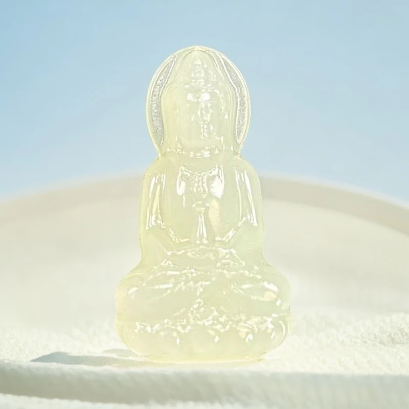 鑫甜珠宝  纯天然和田玉观音立体雕刻款{颜色微差多样性发}