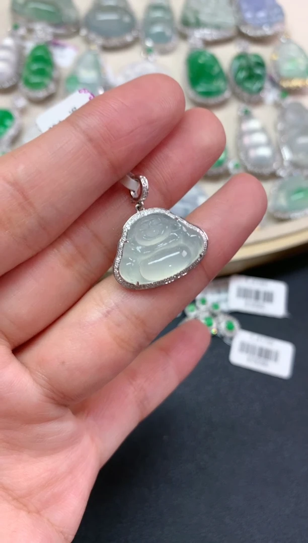 【闪购商品】翡翠吊坠(不含链)18K金镶嵌W194|3980
