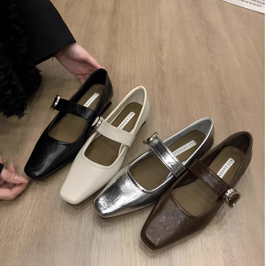 法式方头气质玛丽珍鞋女2025春季新款百搭复古时尚一字带浅口单鞋