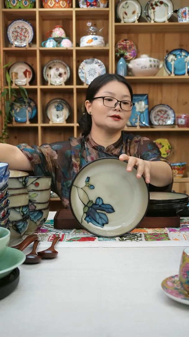 瓷片用****1小可高温陶瓷餐具一组4只大深盘