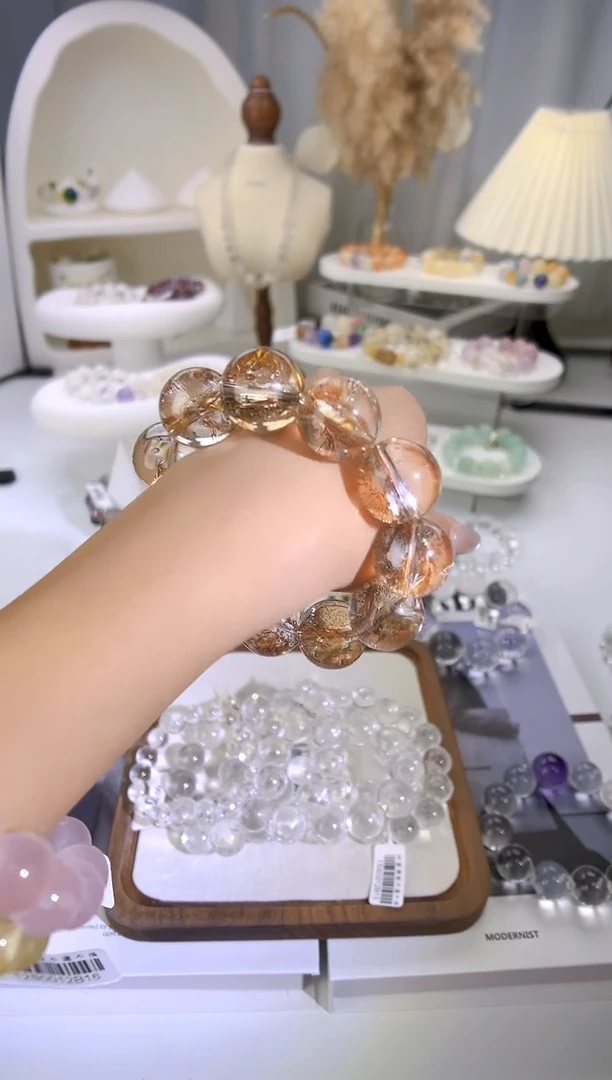 水晶手串未镶嵌18m 金珀锦鲤胶花