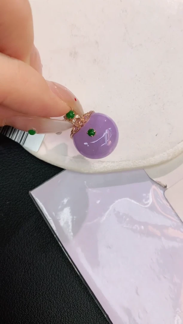 翡翠18K金镶嵌颈饰赠礼盒证书 珍珍