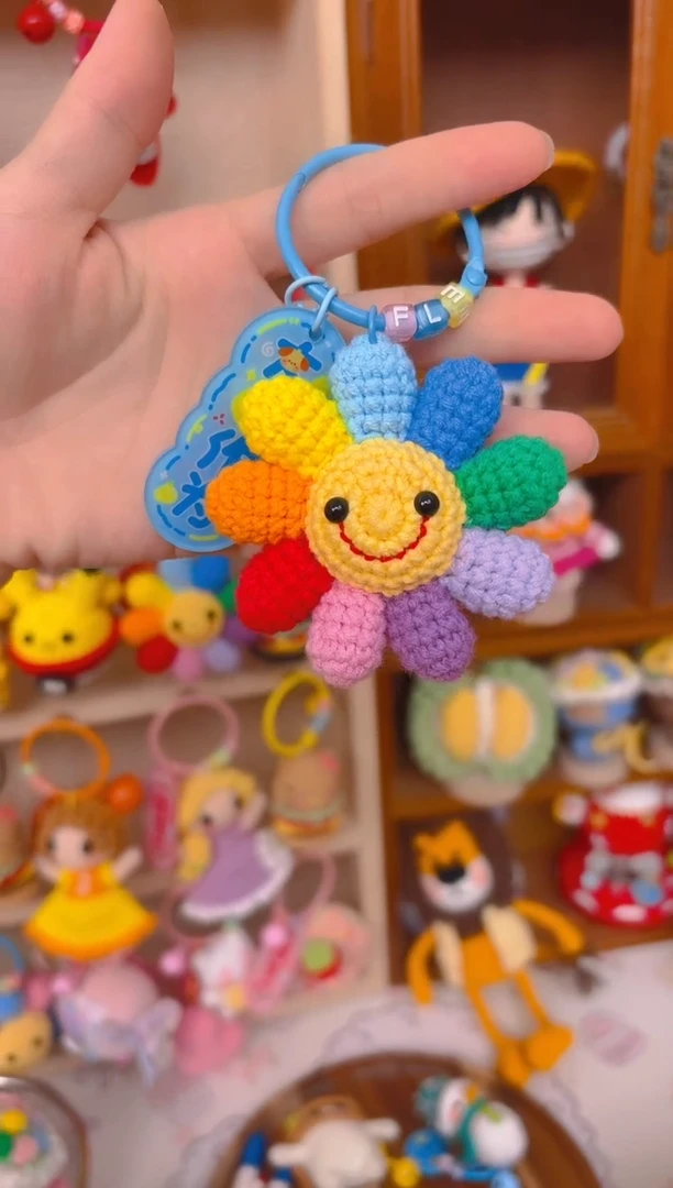 纯手工制作毛线钩织成品太阳花