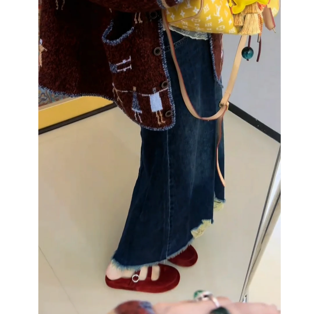 李豆儿 小众设计 拉毛裙摆超有设计感半身裙子