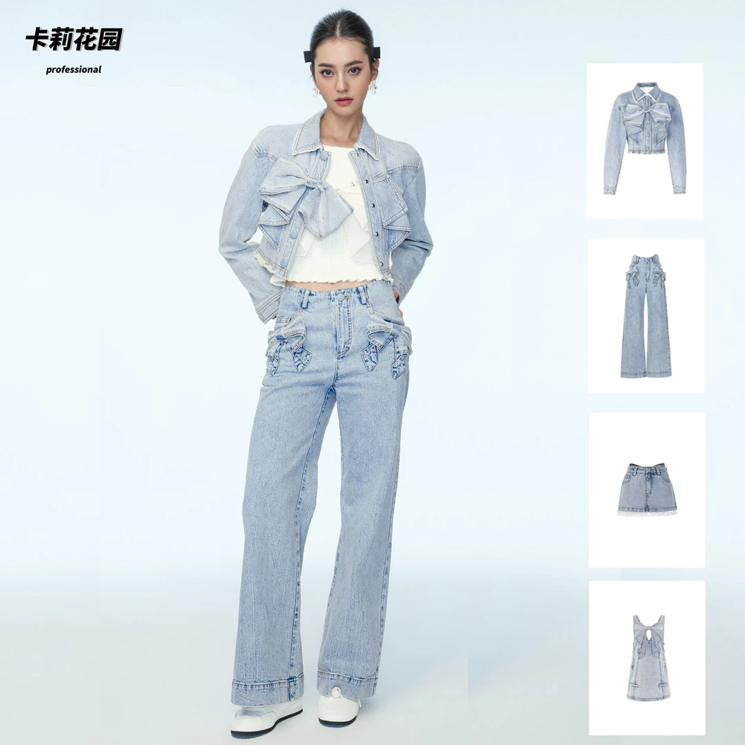 【CG-Y】秋季新款时尚气质百搭蝴蝶结牛仔外套牛仔系列