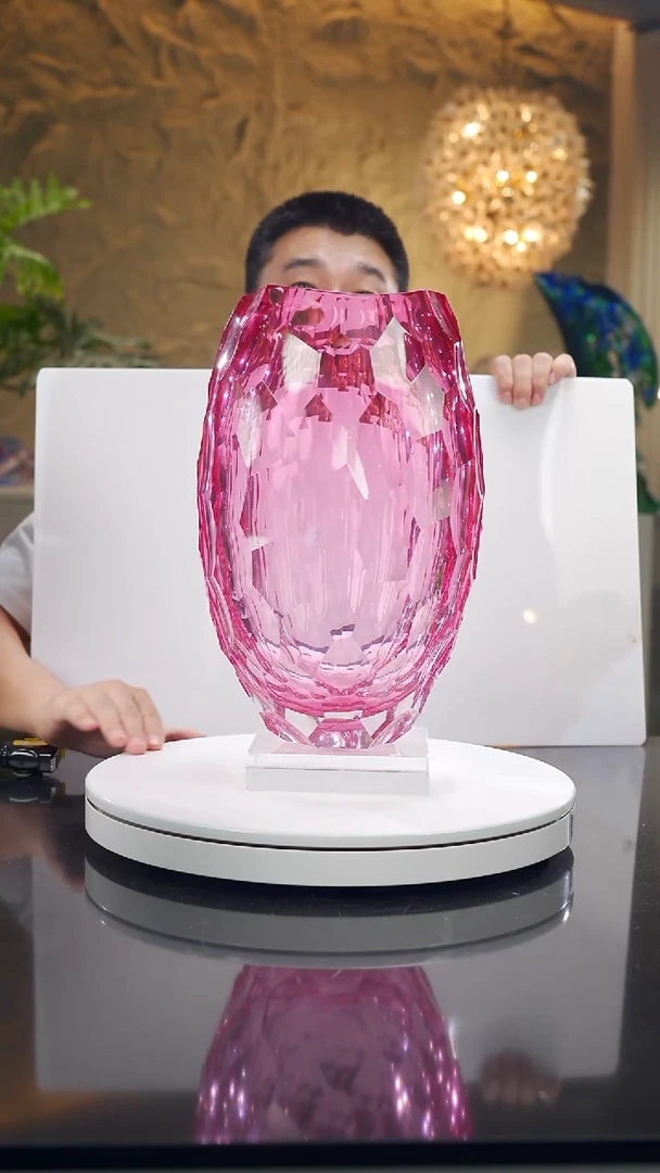 摆件设计款金红凹切面花瓶大号