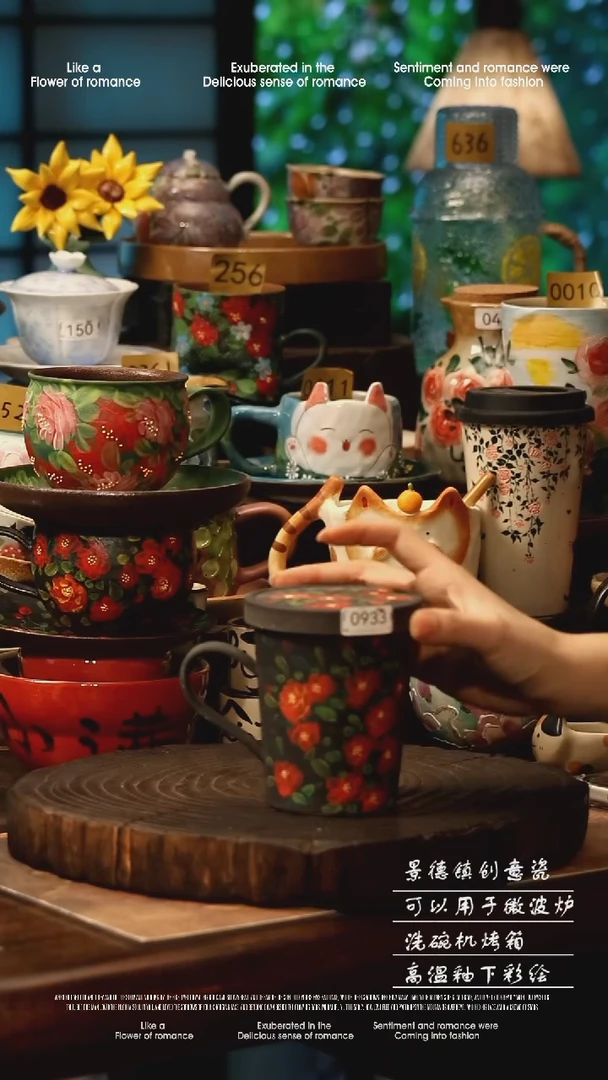 陶瓷景德镇高温釉下彩手工手绘款式@A0933@