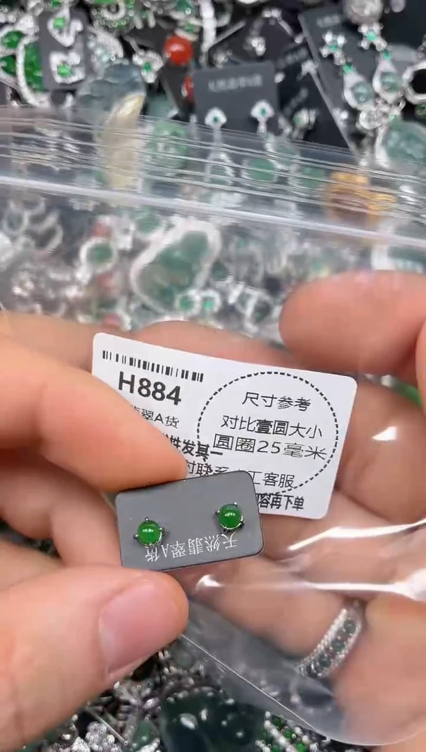 颈饰未镶嵌翡翠H884耳钉