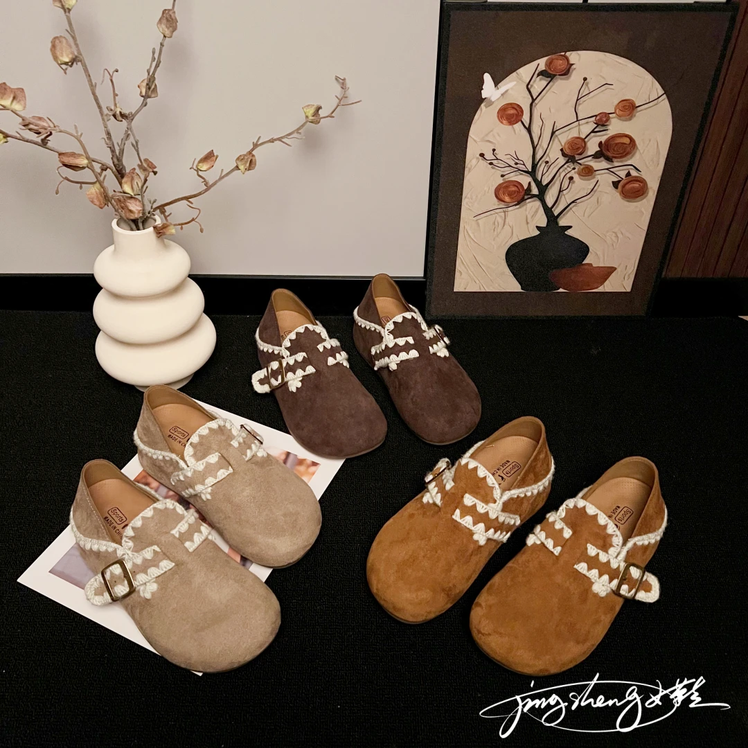 厚底内增高全包勃肯鞋女2025秋季新款休闲乐福鞋博肯单鞋豆豆鞋