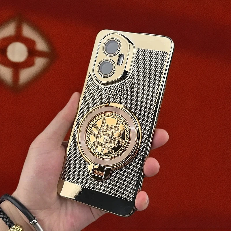 适用荣耀300手机壳高档电镀散热解压旋转支架荣耀300Pro超薄硬壳