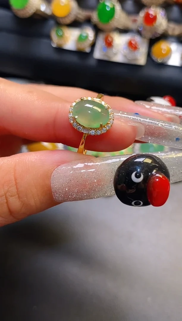 银S925镶嵌翡翠耳饰天然