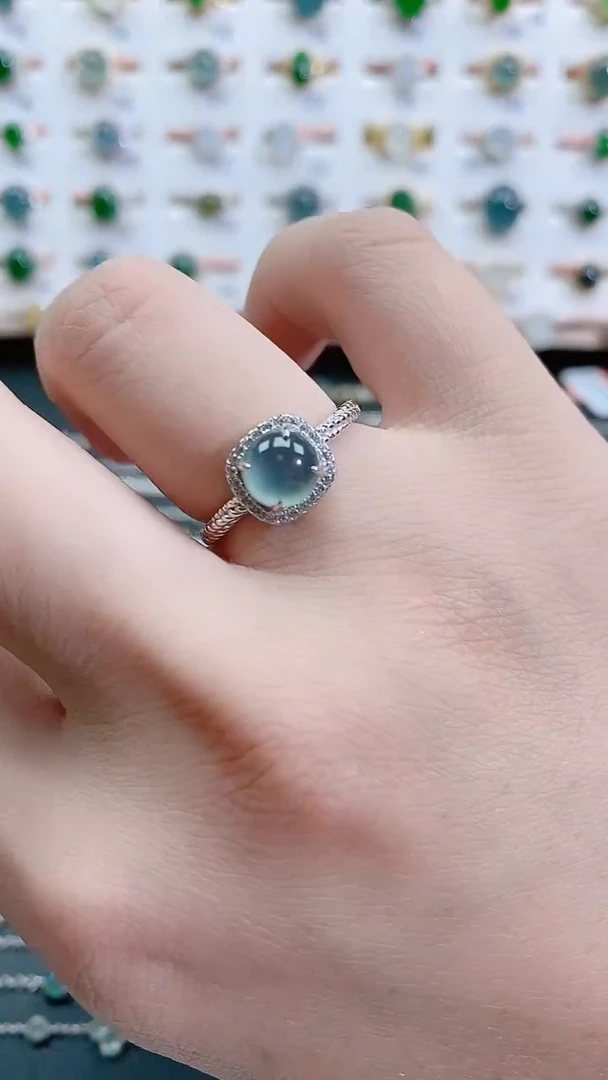 银S925镶嵌戒指翡翠天然翡翠