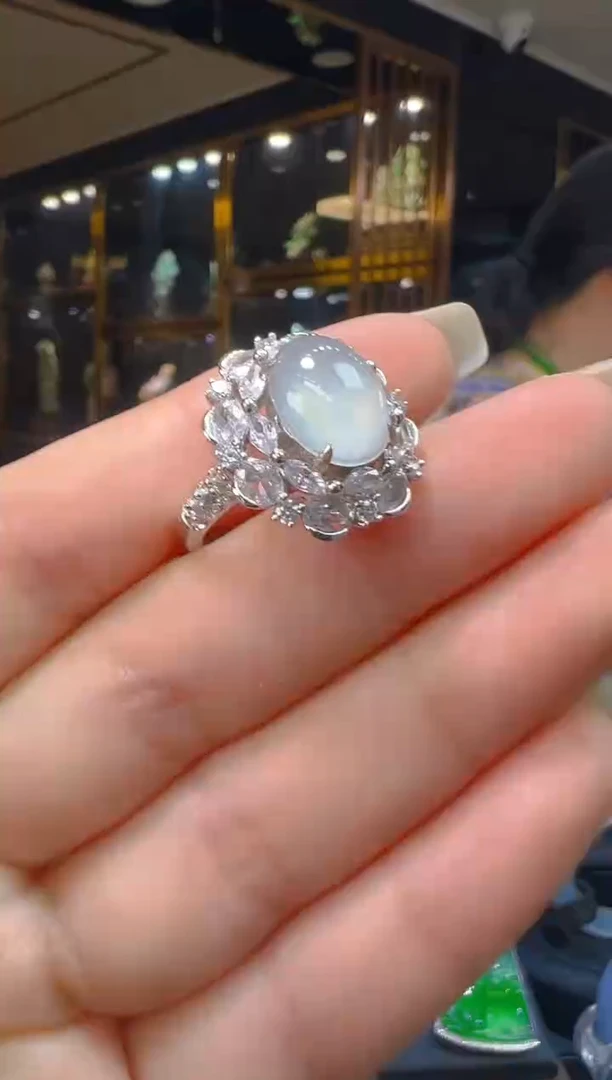 银S925镶嵌戒指翡翠075