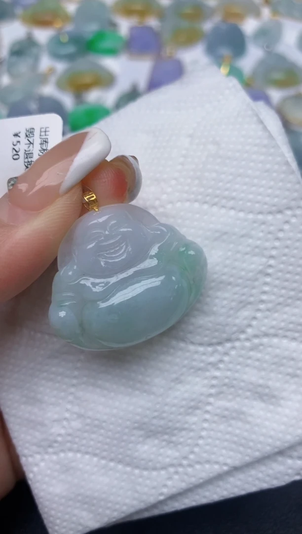 翡翠18K金镶嵌颈饰天然缅甸A货翡翠