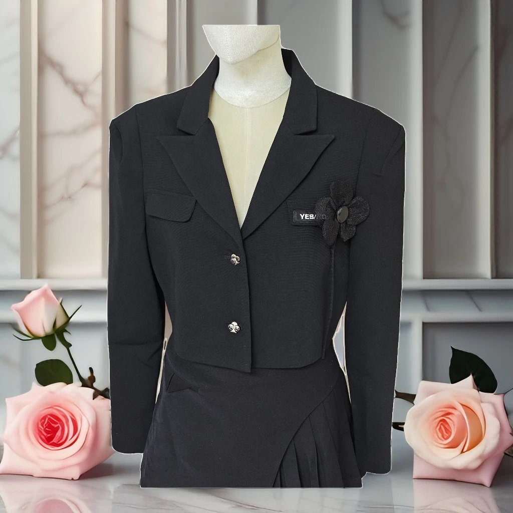 小众设计垫肩短款秋冬西装外套简约百搭气质通勤