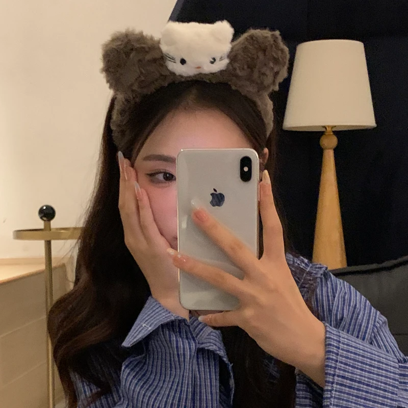 元气满满可爱毛绒猫咪发箍女秋冬新款洗脸化妆头箍卡通发饰