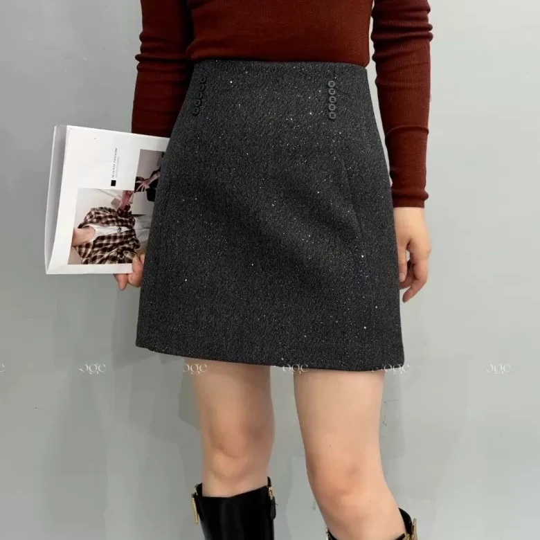【冬日繁星】韩系高级感精致闪闪A字显瘦包臀半身裙年会小裙子989
