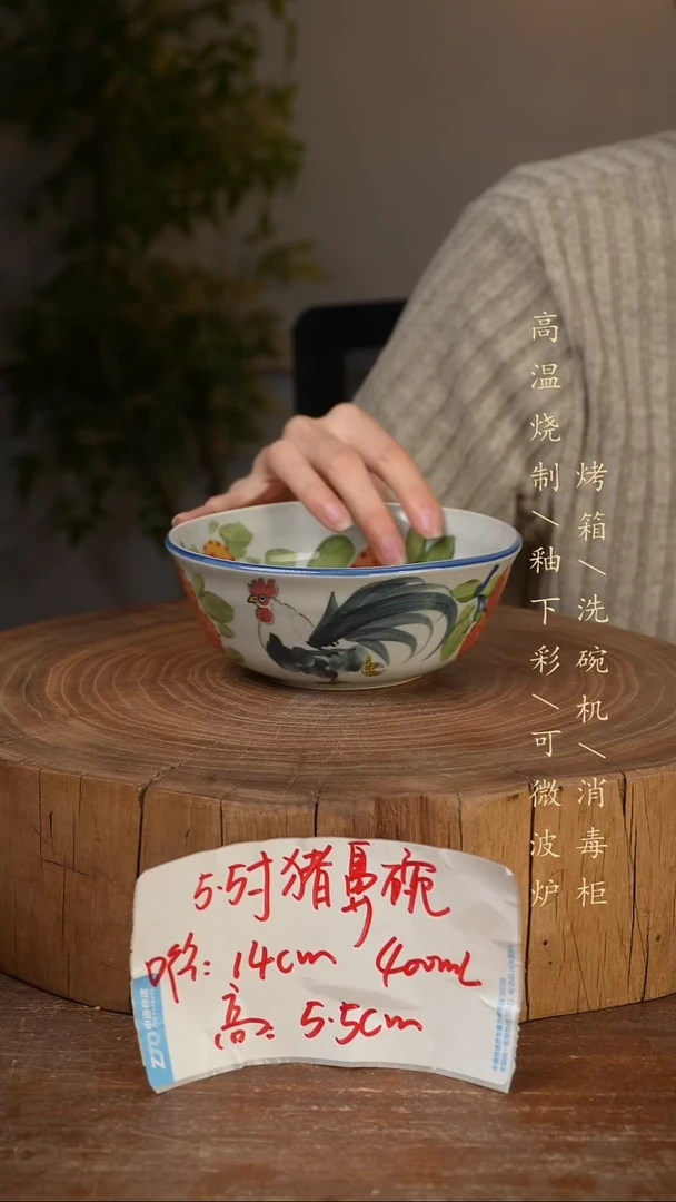 碗瓷景德镇手工手绘高温瓷釉下彩