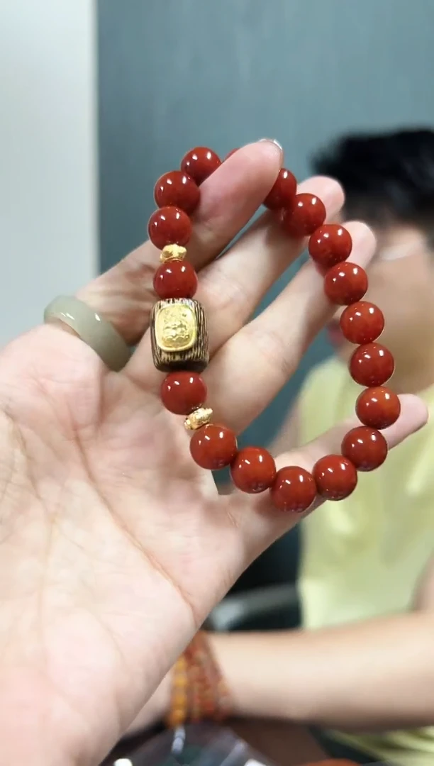 未镶嵌手串南红玛瑙N红单圈1.0