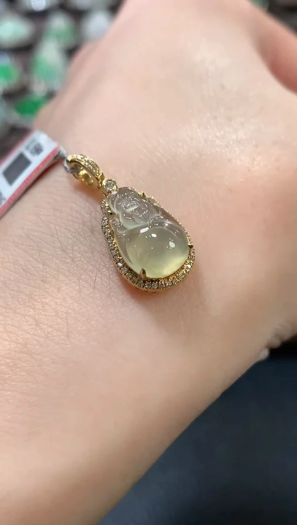 吊坠(不含链)18K金镶嵌翡翠a45