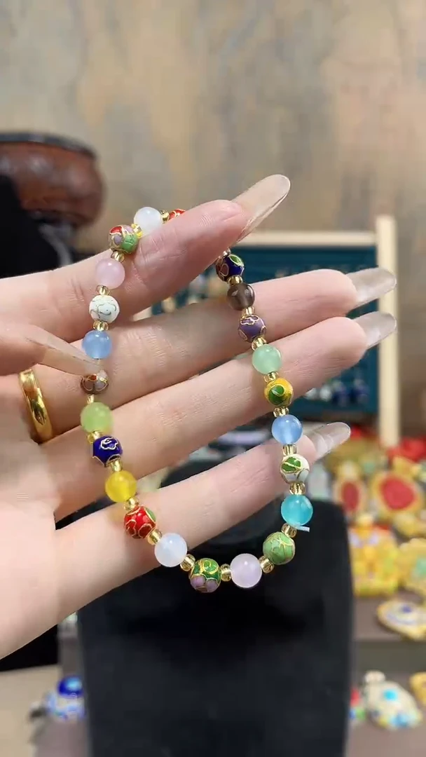 非遗手工景泰蓝0.6多宝手串