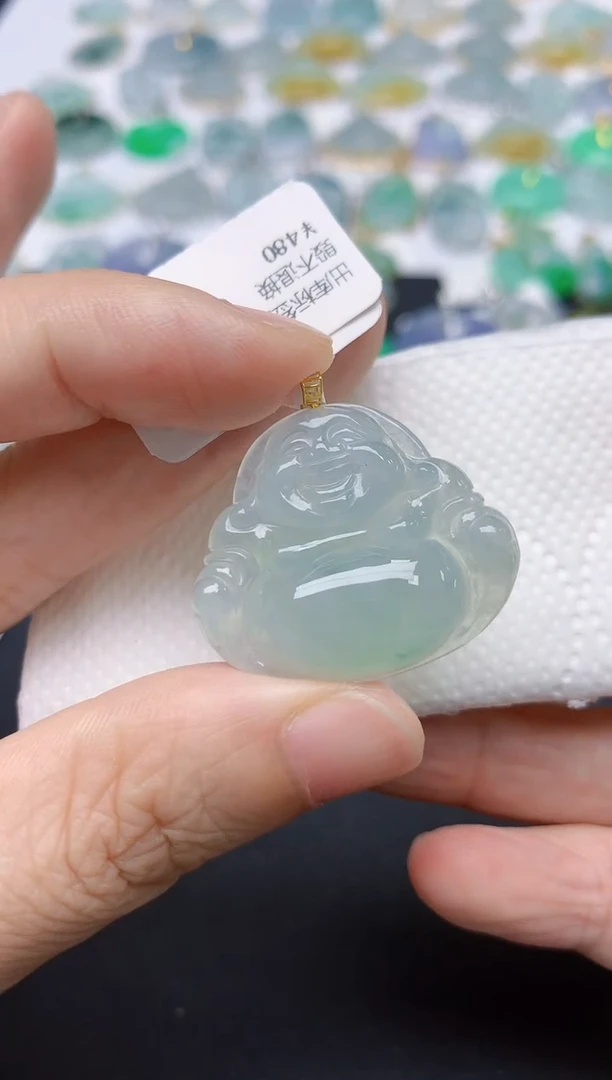 翡翠18K金镶嵌颈饰天然缅甸A货翡翠