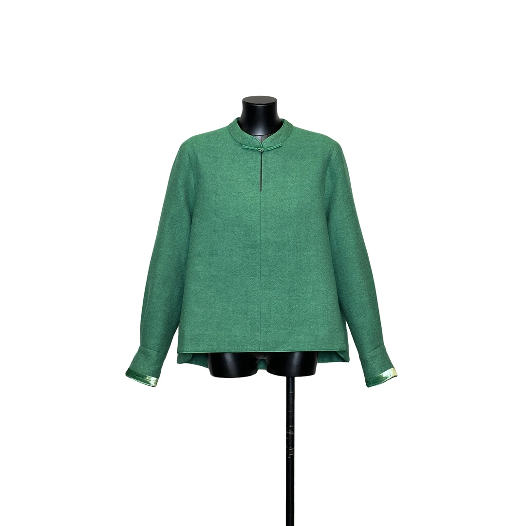 「利琪高订」新中式国风新中式气质轻奢百搭羊毛衬衫A6941