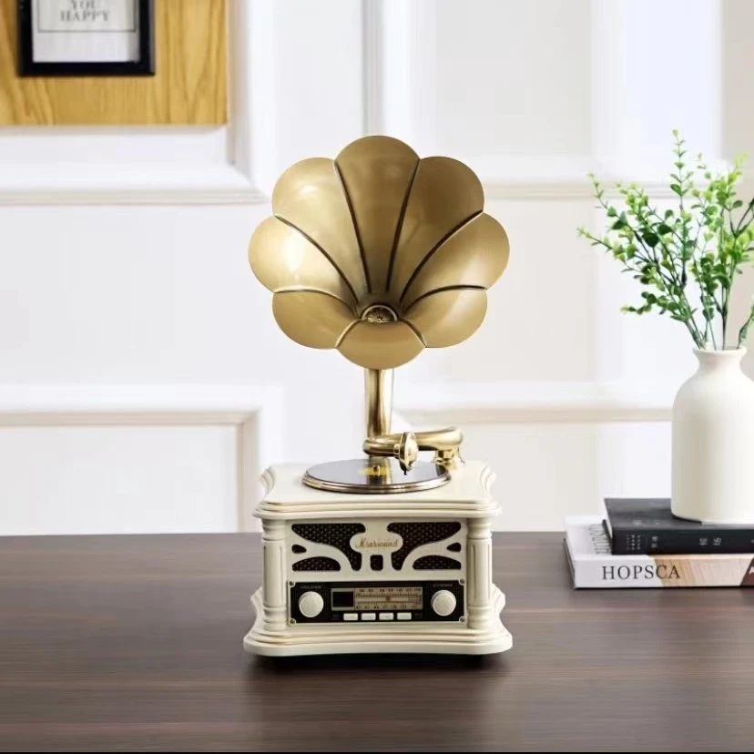 新款雅诗贝伦复古留声机迷你无线欧式花器美式仿古多功能小型花瓶