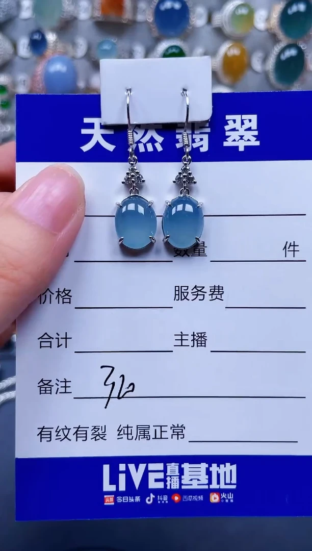 银S925镶嵌翡翠耳饰320