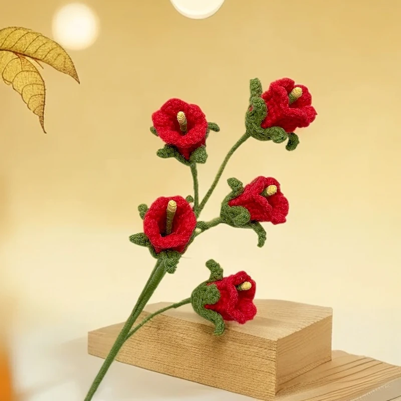 花仙子【满10枝包邮】风铃花手工编织钩针仿真花假花礼物生日节日