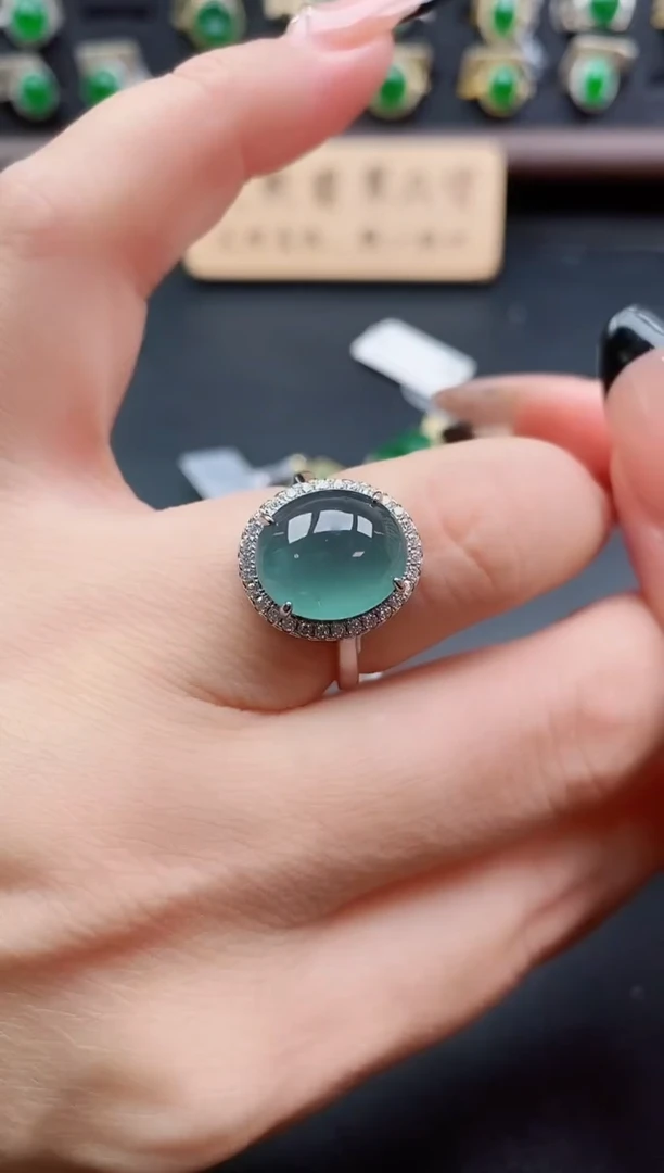 银S925镶嵌戒指翡翠1