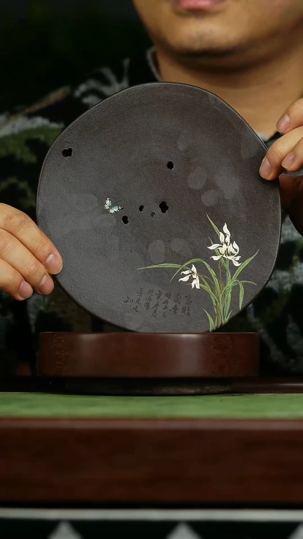 茶壶紫砂a41兰花壶承*张继彪