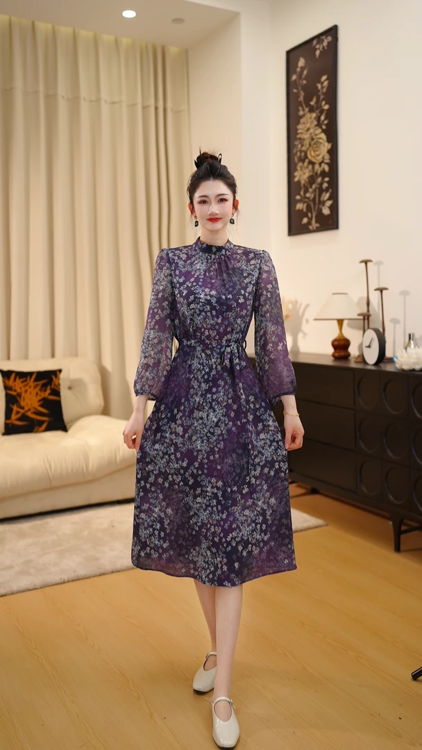 【LZ】优雅显瘦春季时尚大码气质法式气质女装连衣裙DLS0047